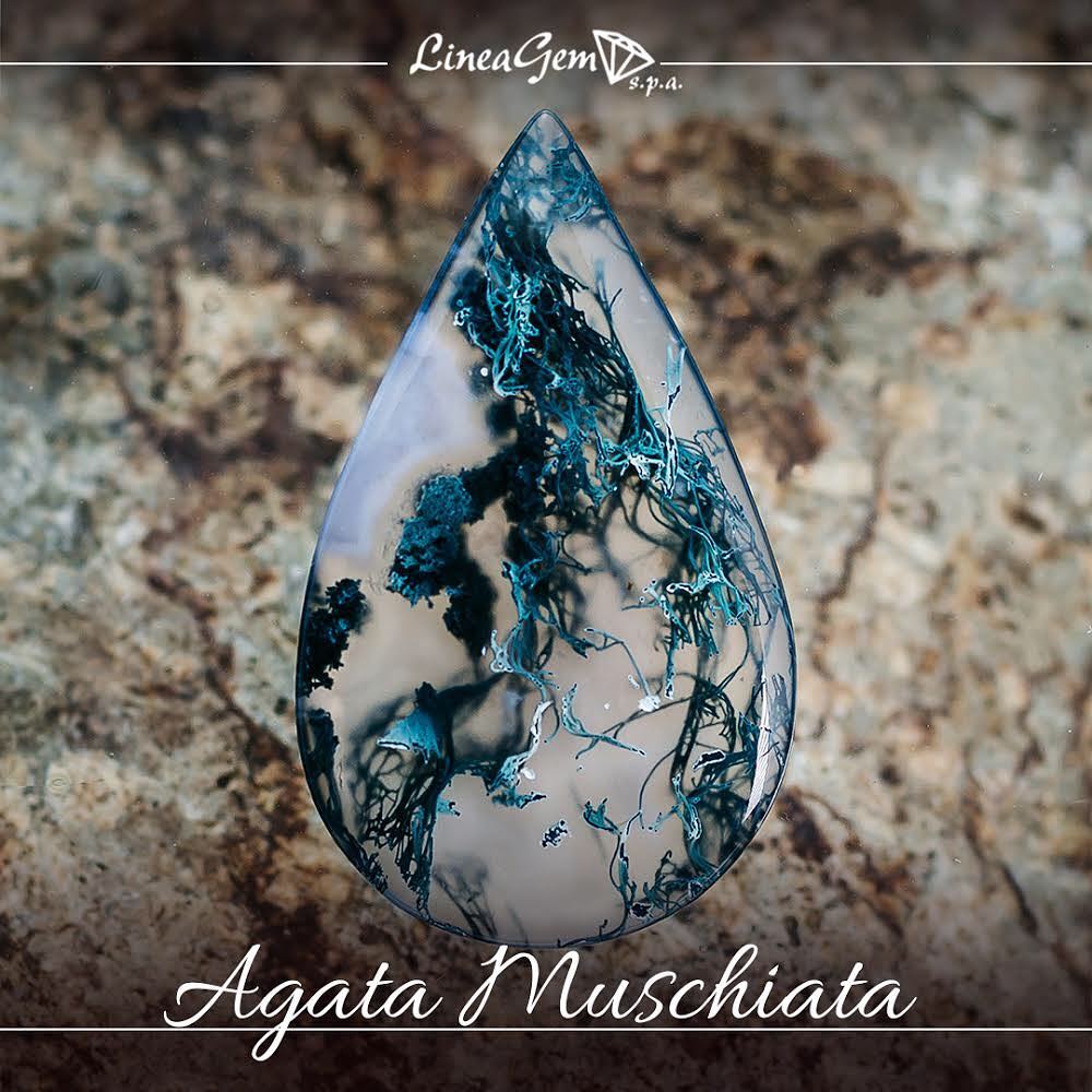 cabochon di agata fiorita muschiata naturale lineagem